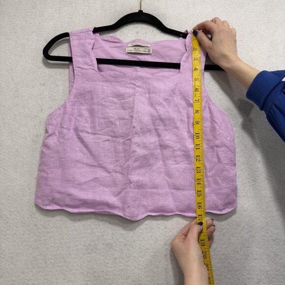 Abercrombie & Fitch Linen Tank Top Womens XS Purple Square Neck Cropped Summer - Picture 3 of 5